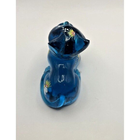 Fenton Perky Aqua Blue Hand Painted Signed Cat No Sticker Used - Picture 5 of 15